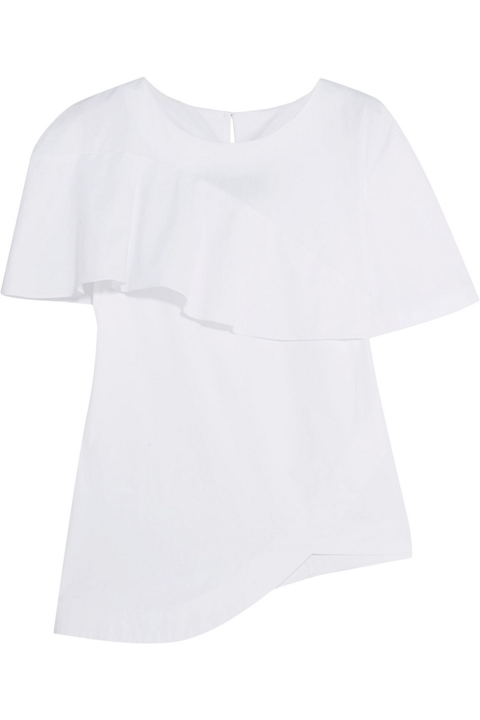 paper london - menth ruffled cotton-poplin top - white - uk 6