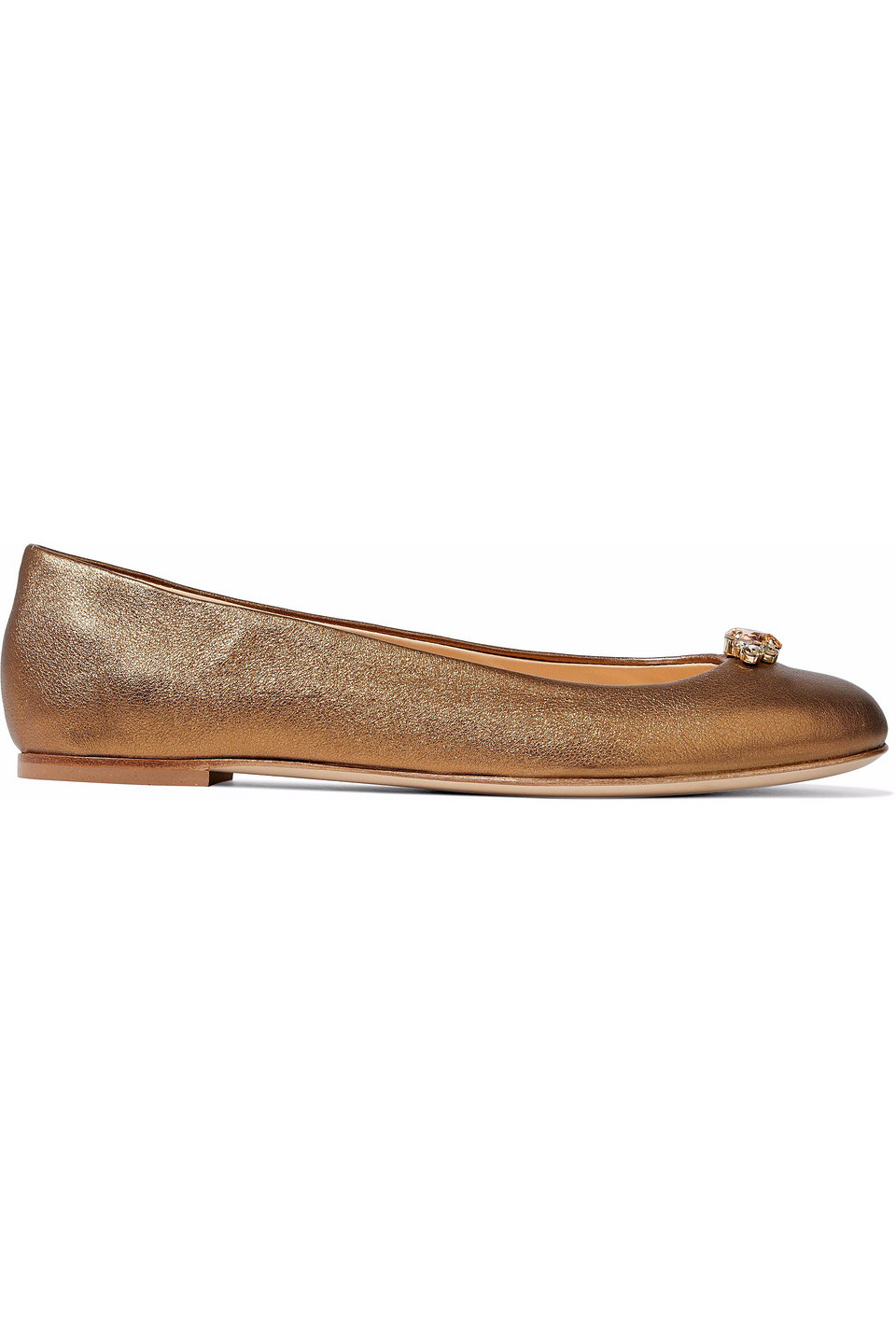 giuseppe zanotti - crystal-embellished metallic leather ballet flats - metallic - eu 39