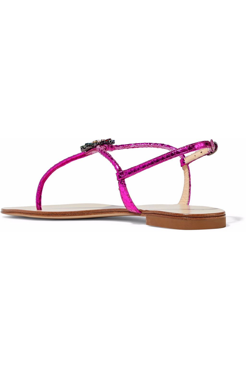 GIUSEPPE ZANOTTI صندل من الجلد لامع ومزين بالكريستال