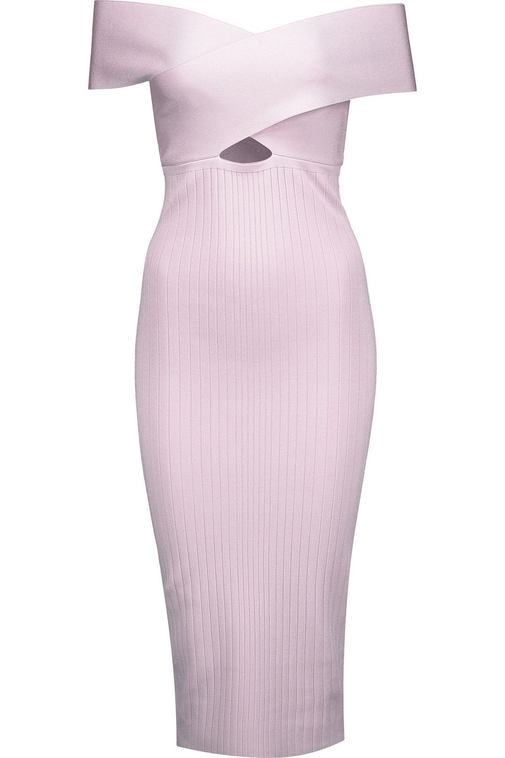 off shoulder cut out midi dress