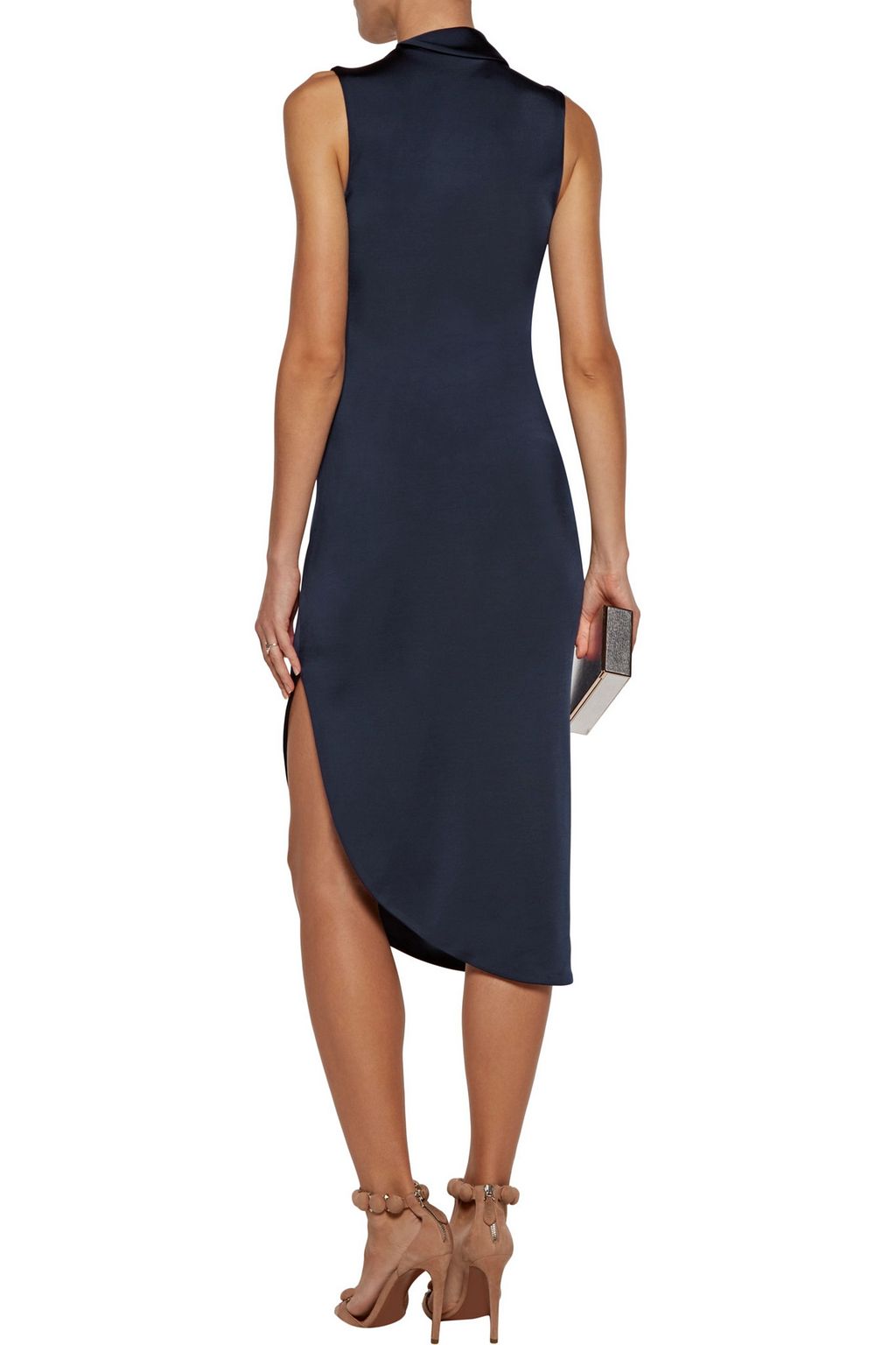 CUSHNIE ET OCHS Brigitte asymmetric wrap-effect stretch satin-jersey midi dress