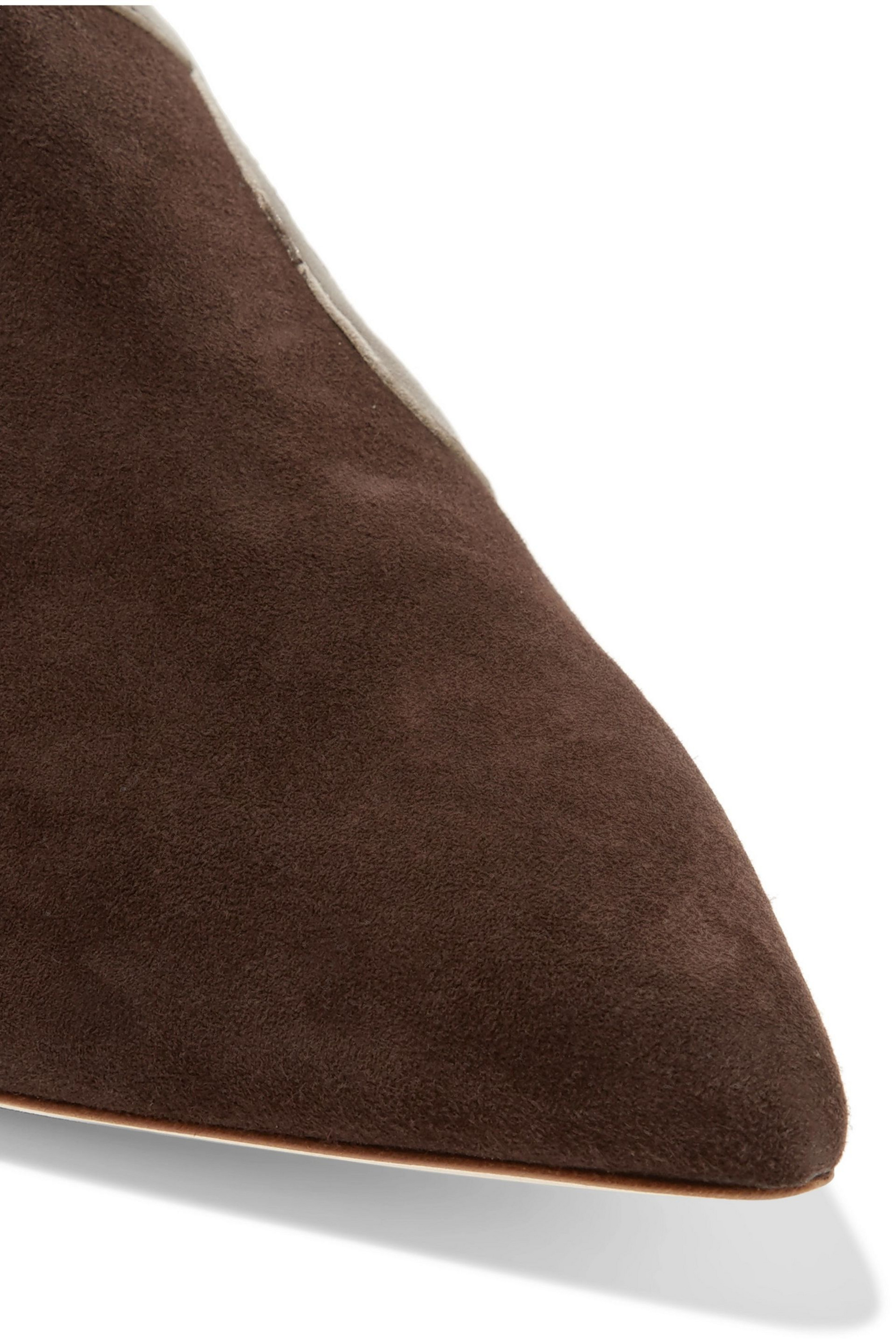 Malone Souliers Haji lace-up leather-trimmed suede pumps