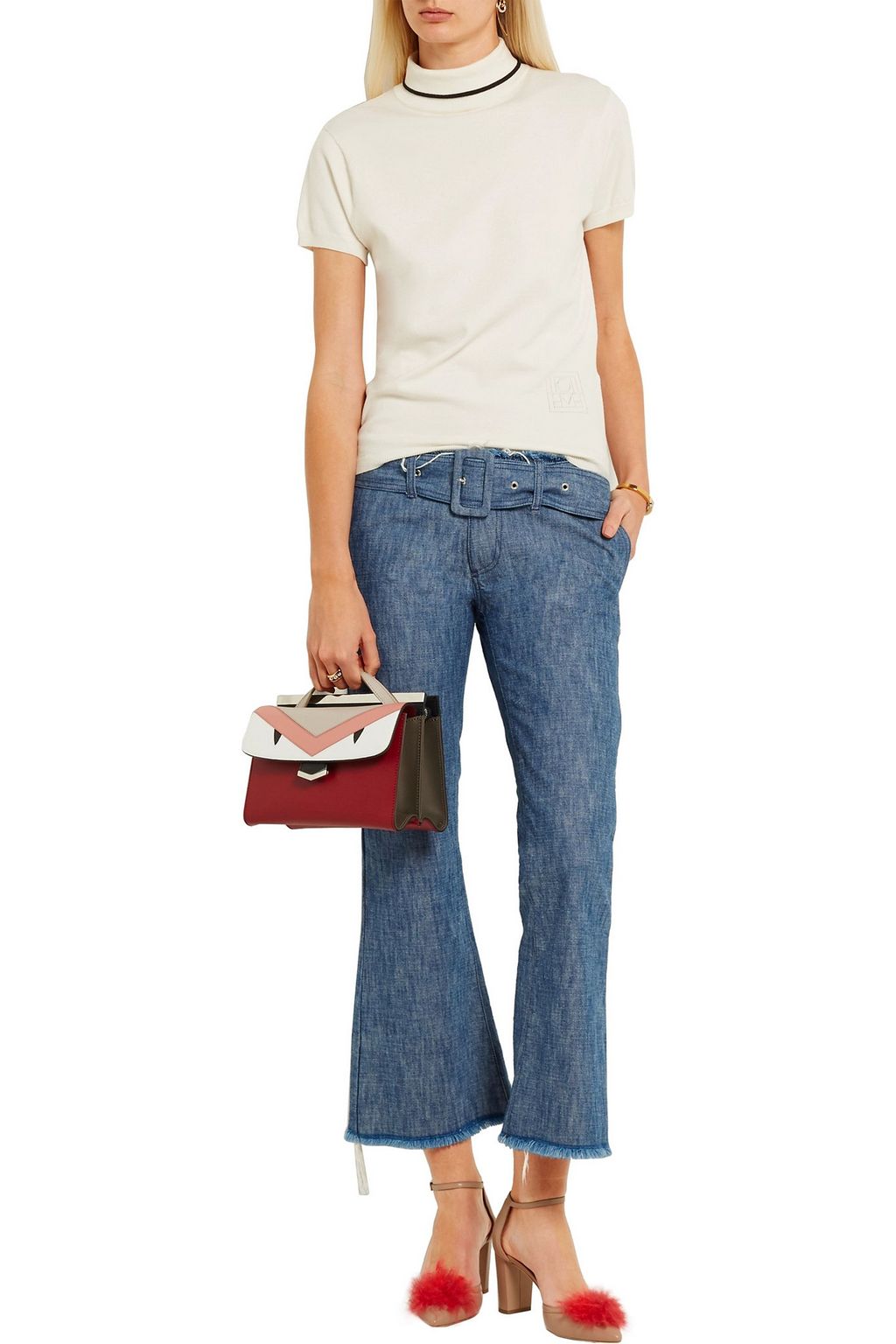 MALONE SOULIERS Jan cashmere pompom-embellished leather pumps