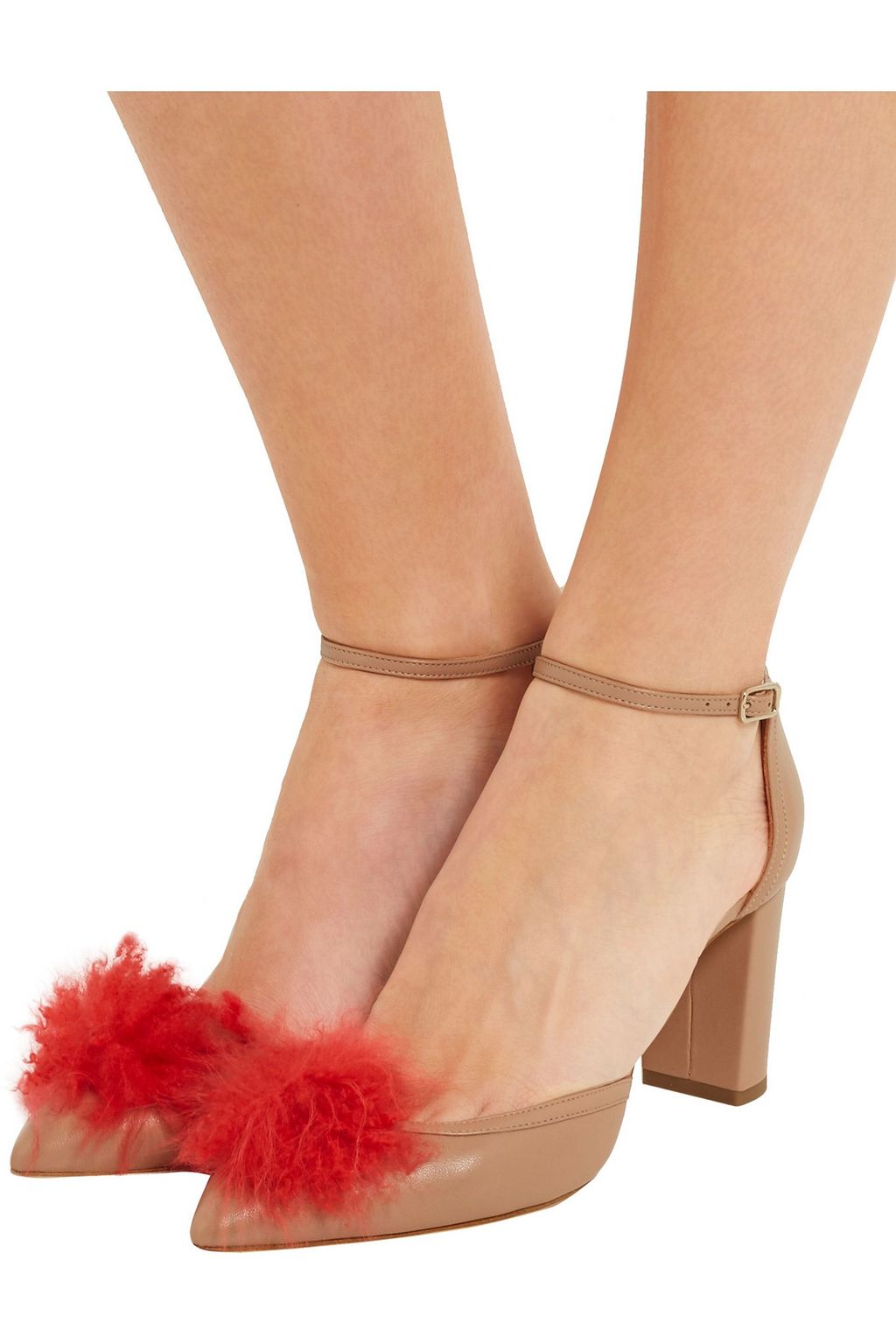 MALONE SOULIERS Jan cashmere pompom-embellished leather pumps