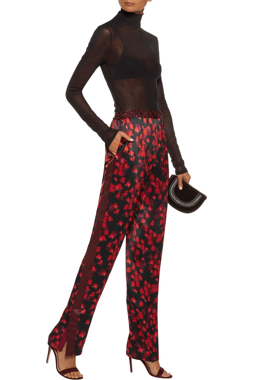 GIVENCHY Printed silk-satin straight-leg pants