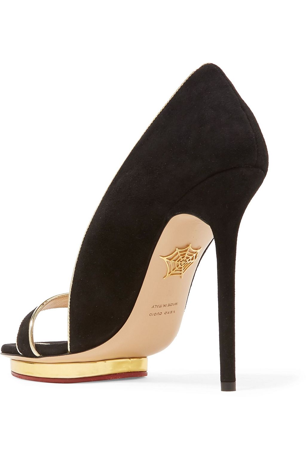 CHARLOTTE OLYMPIA Christine metallic leather-trimmed suede sandals