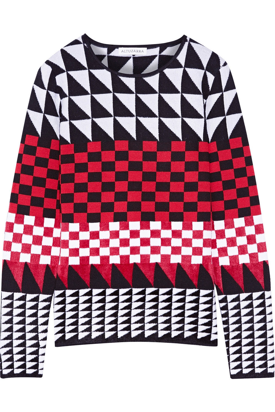 altuzarra - shiner paneled jacquard-knit sweater - red - xl