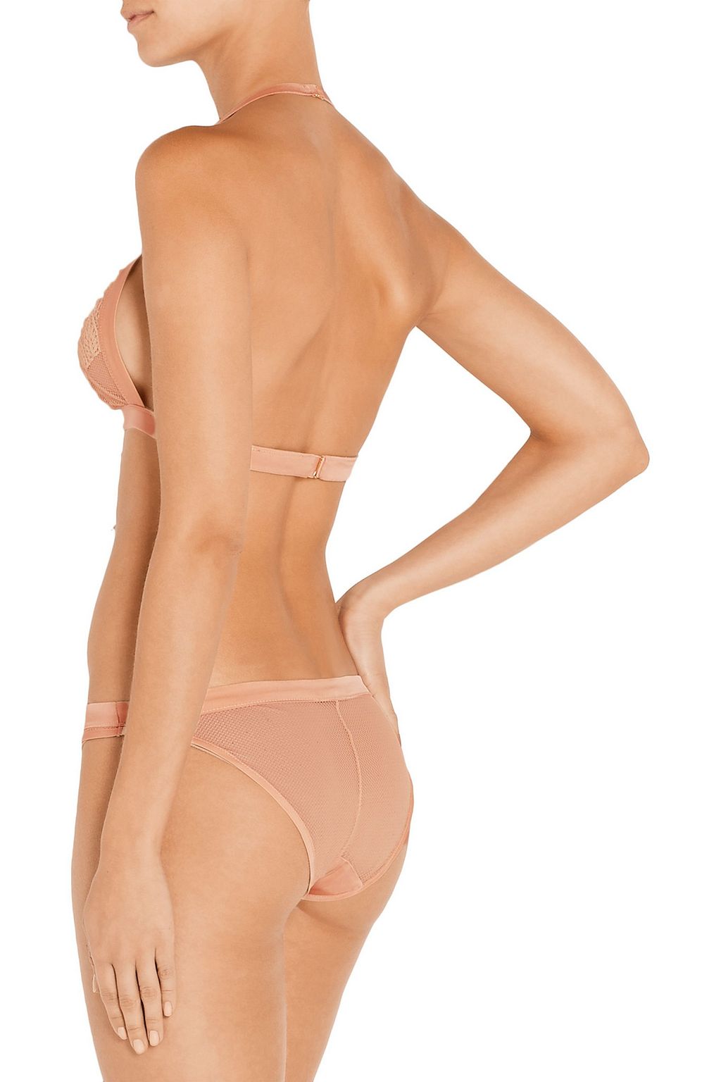 KIKI DE MONTPARNASSE Esprit mid-rise tulle, stretch-lace and satin briefs