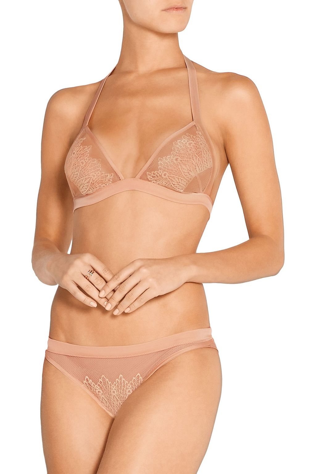 KIKI DE MONTPARNASSE Esprit mid-rise tulle, stretch-lace and satin briefs