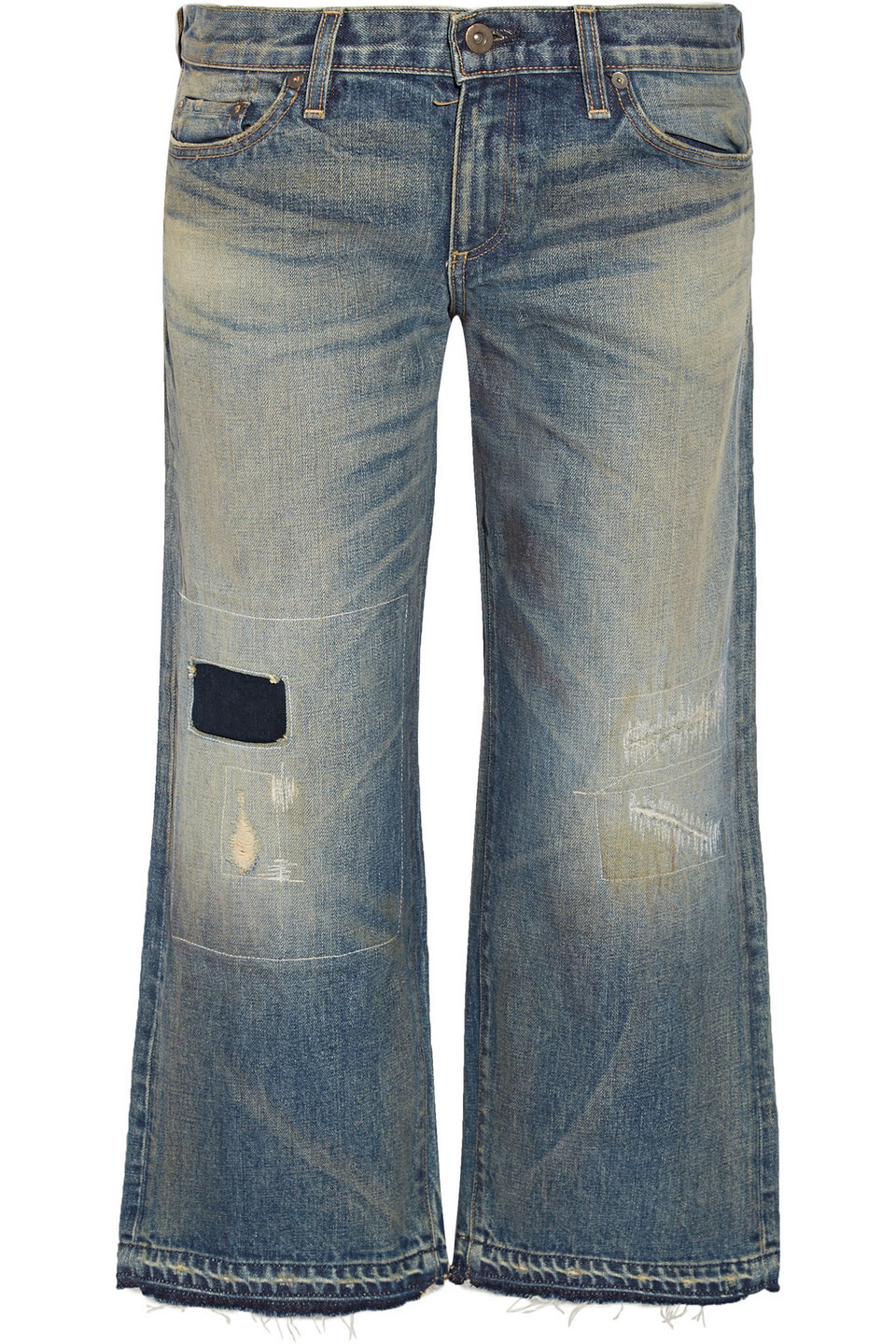 simon miller - cheviot distressed mid-rise wide-leg jeans - blue - 24