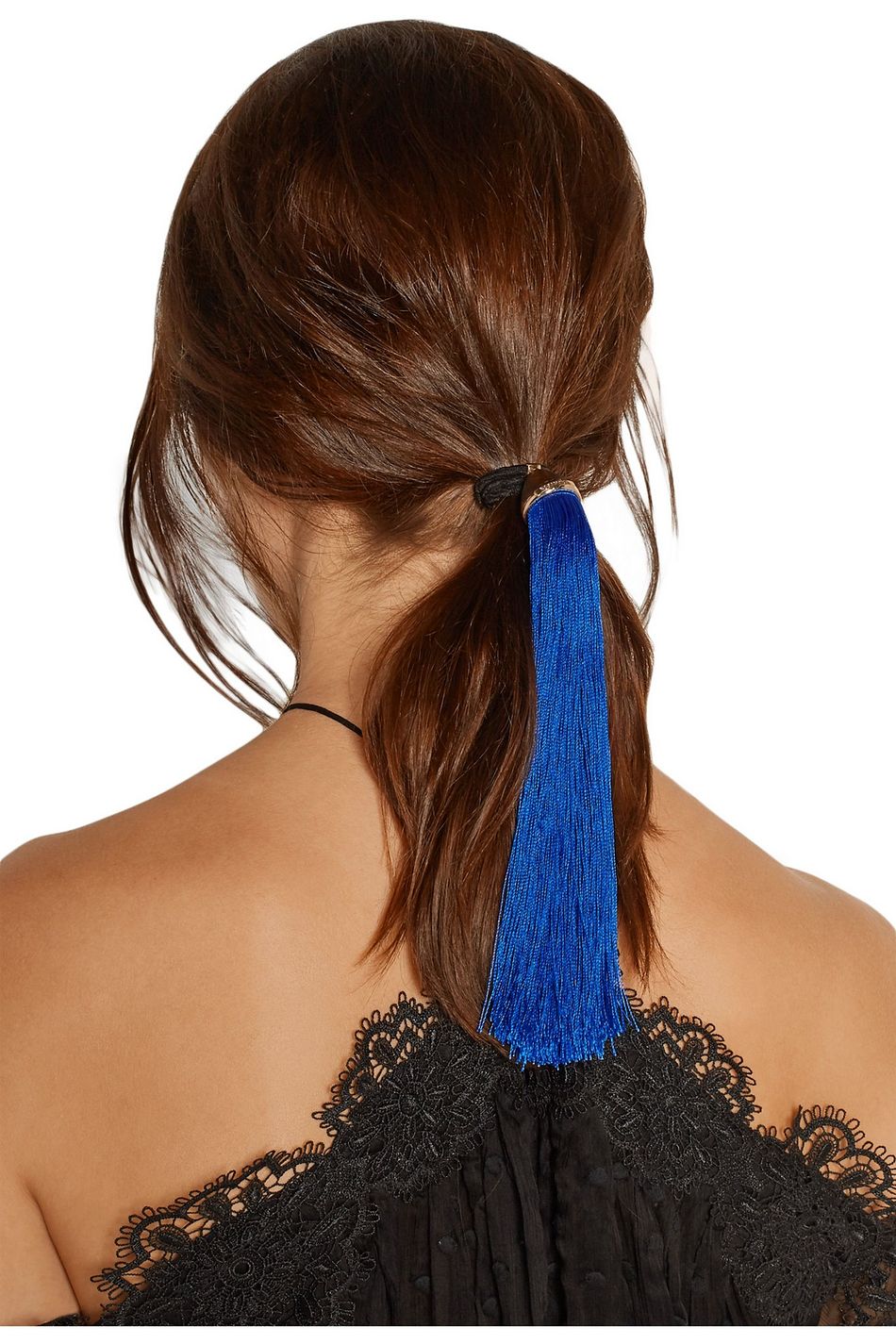 Bright Blue Teatro Tasseled Gold Tone Hair Tie Sale Up To 70