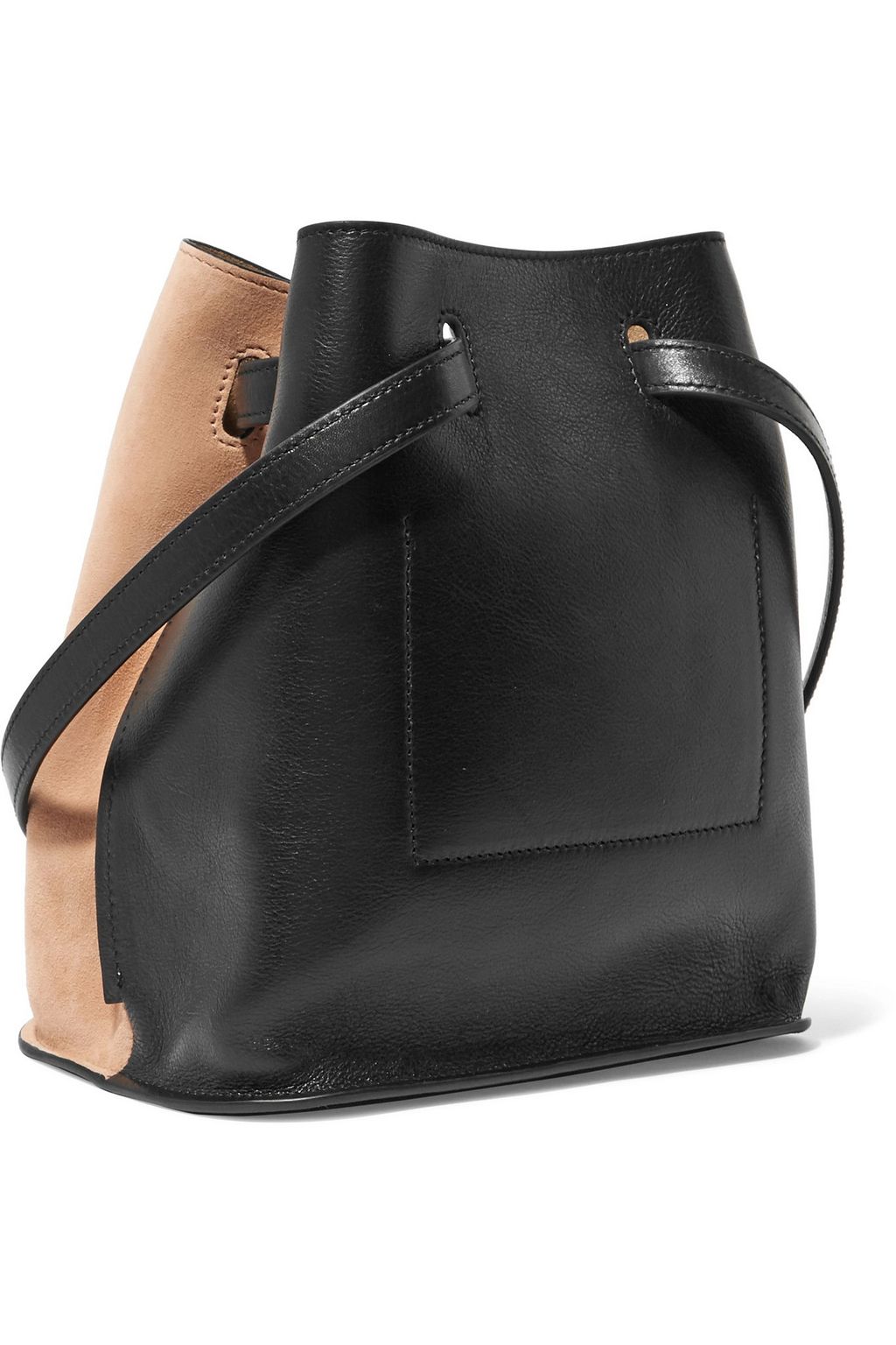 JIL SANDER Small two-tone leather and suede bucket bag