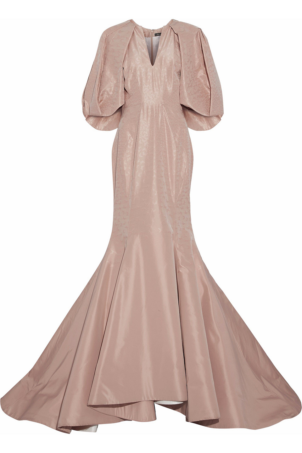 zac posen - fluted satin-jacquard gown - pink - us 8