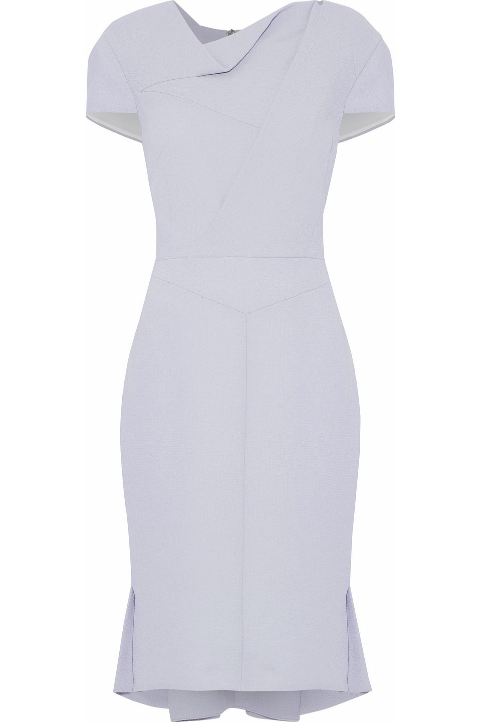 roland mouret - farrant pleated wool-crepe dress - gray - uk/au 14