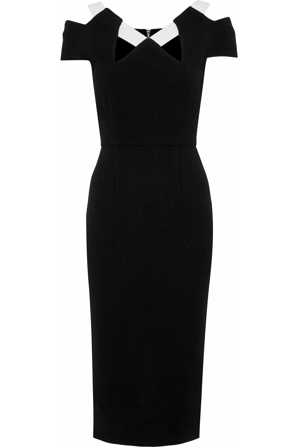 roland mouret - cutout wool-crepe dress - black - uk/au 6