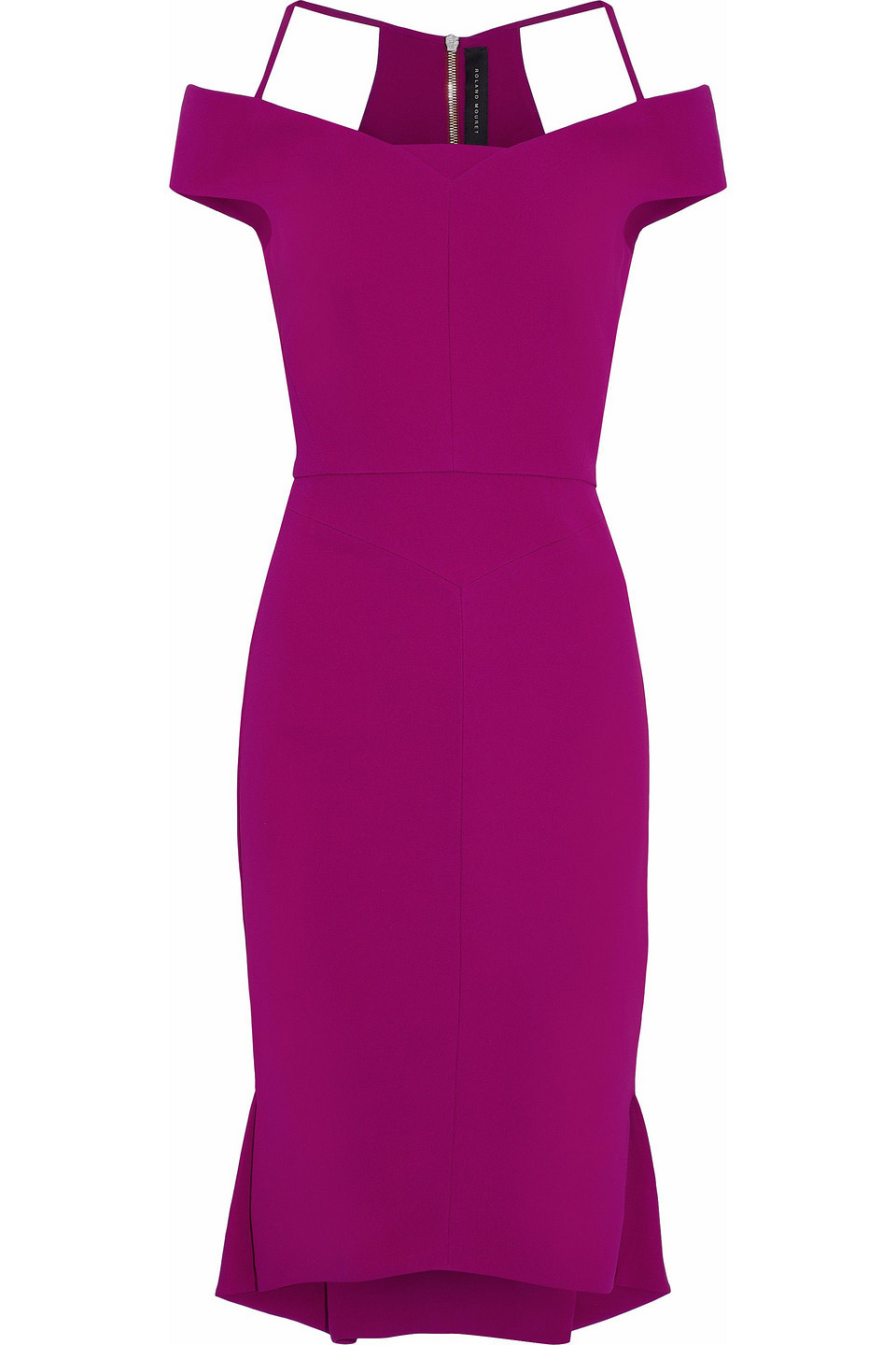roland mouret - cold-shoulder pleated crepe dress - pink - uk/au 8