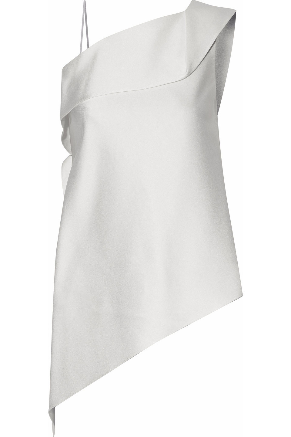 roland mouret - one-shoulder asymmetric draped satin top - white - uk/au 8