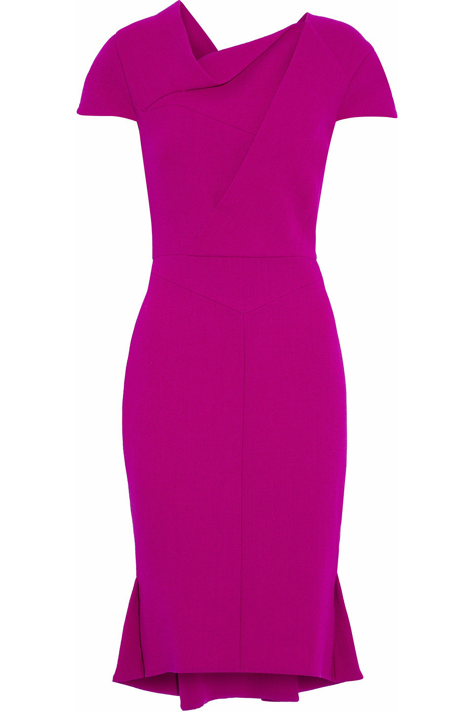 roland mouret - fluted wool-crepe dress - purple - uk/au 12