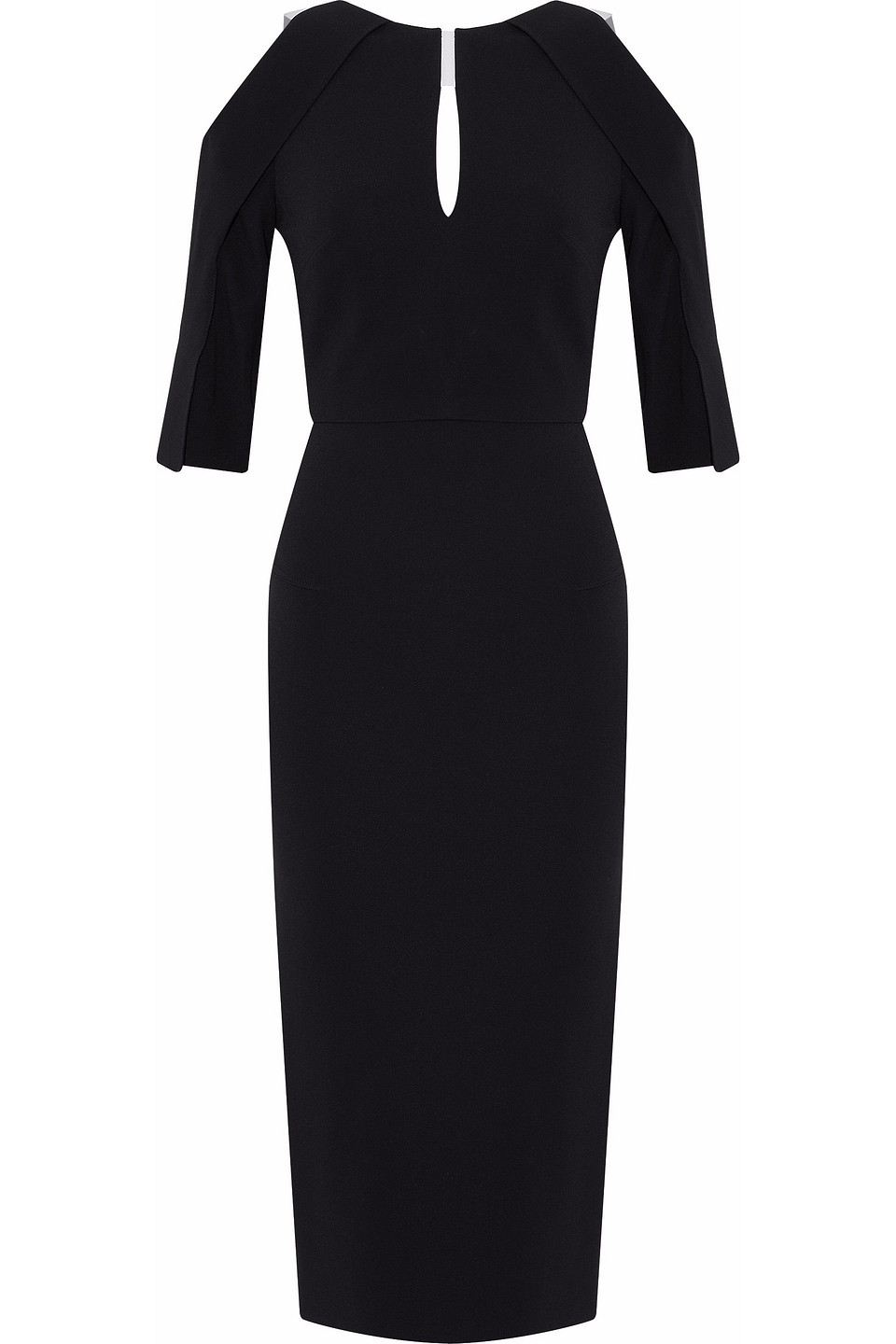 roland mouret - cold-shoulder cutout crepe dress - black - uk 6