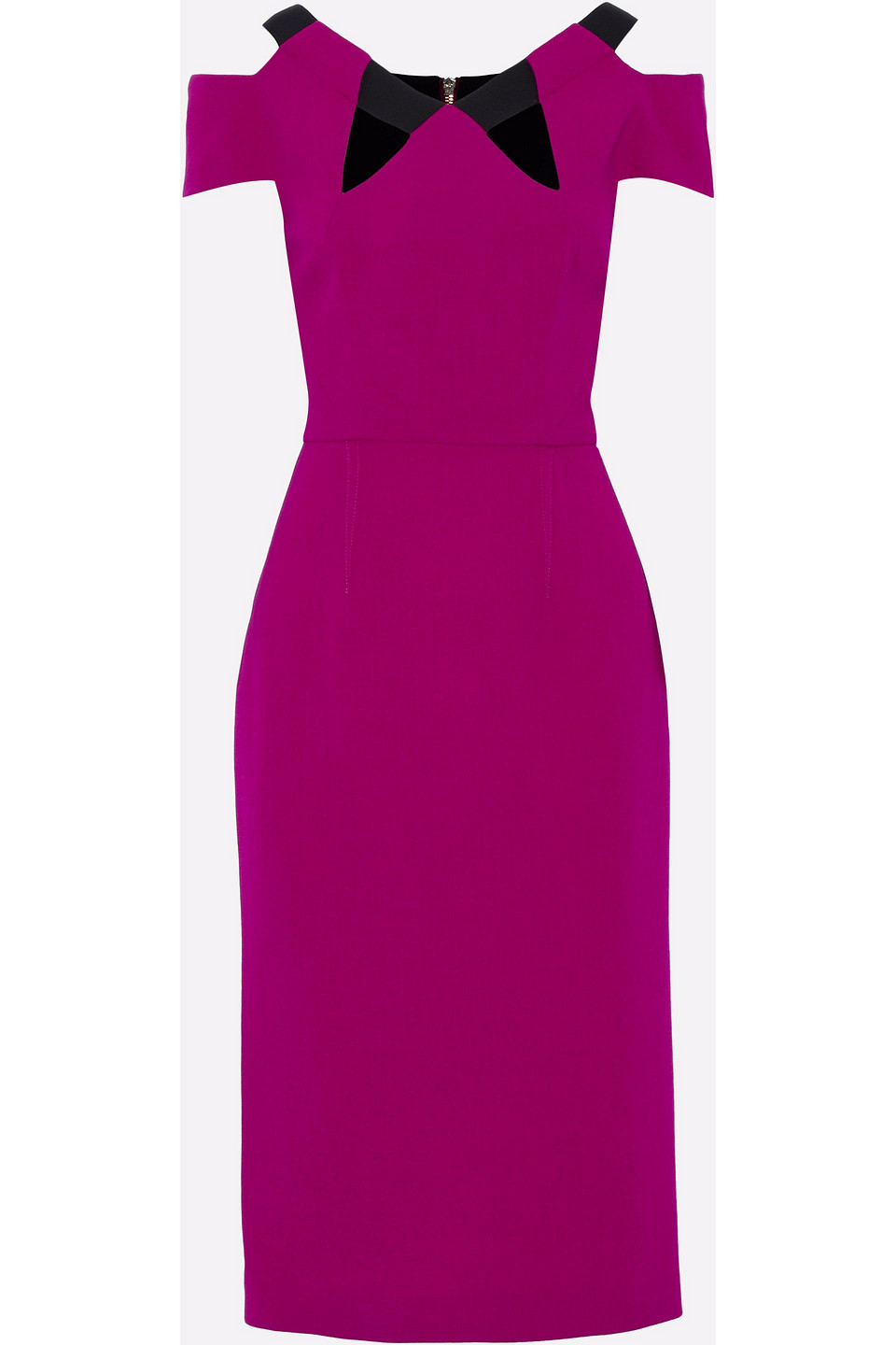 roland mouret - cady-trimmed cutout wool-crepe dress - purple - uk/au 8