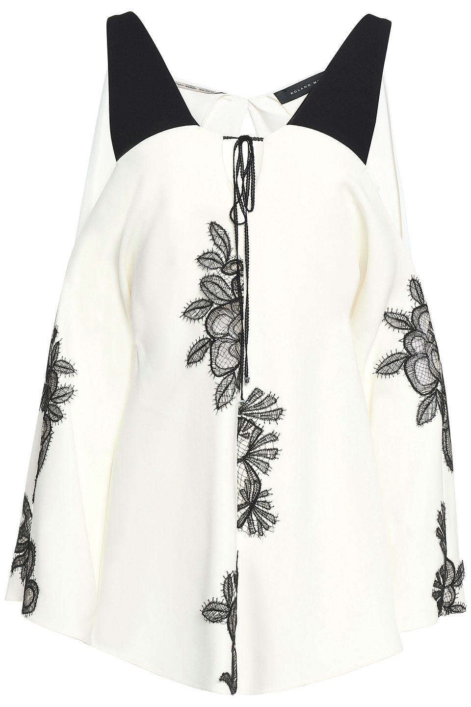 roland mouret - cold-shoulder asymmetric lace-trimmed crepe top - white - uk/au 8