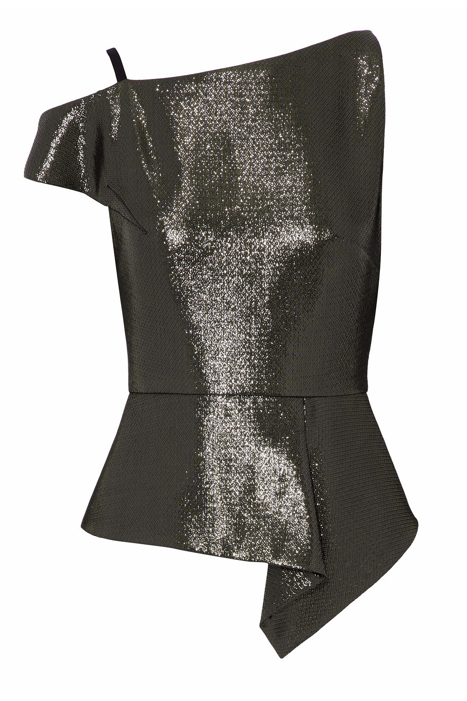roland mouret - asymmetric lamé peplum top - metallic - uk/au 8