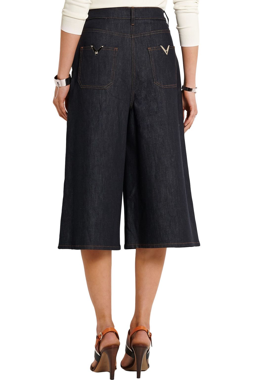 VALENTINO GARAVANI Cropped high-rise wide-leg jeans