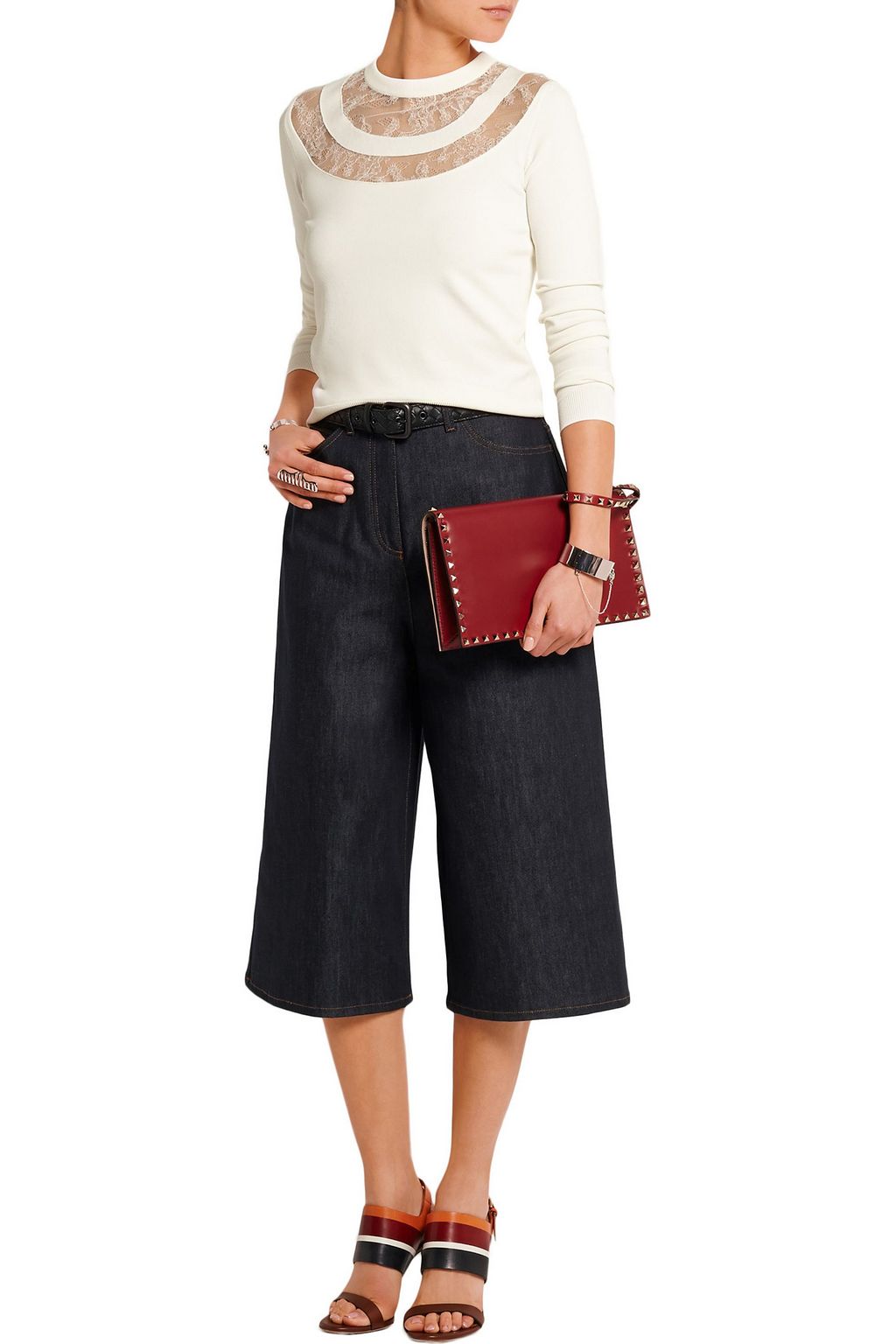 VALENTINO GARAVANI Cropped high-rise wide-leg jeans
