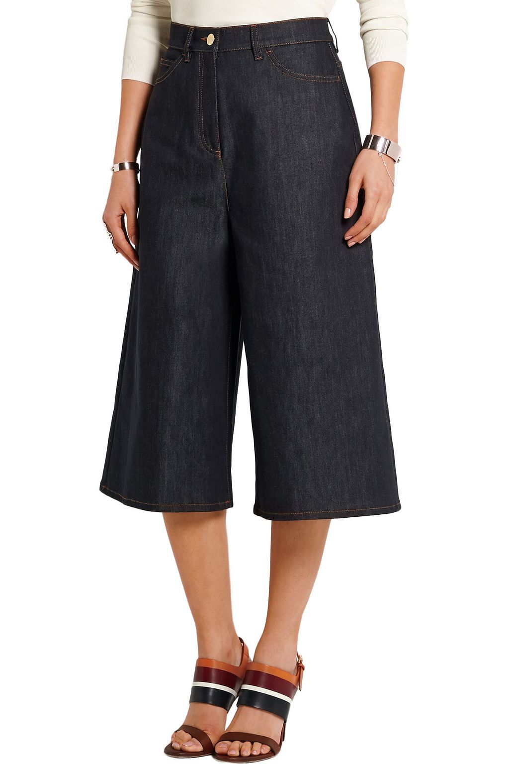 VALENTINO GARAVANI Cropped high-rise wide-leg jeans