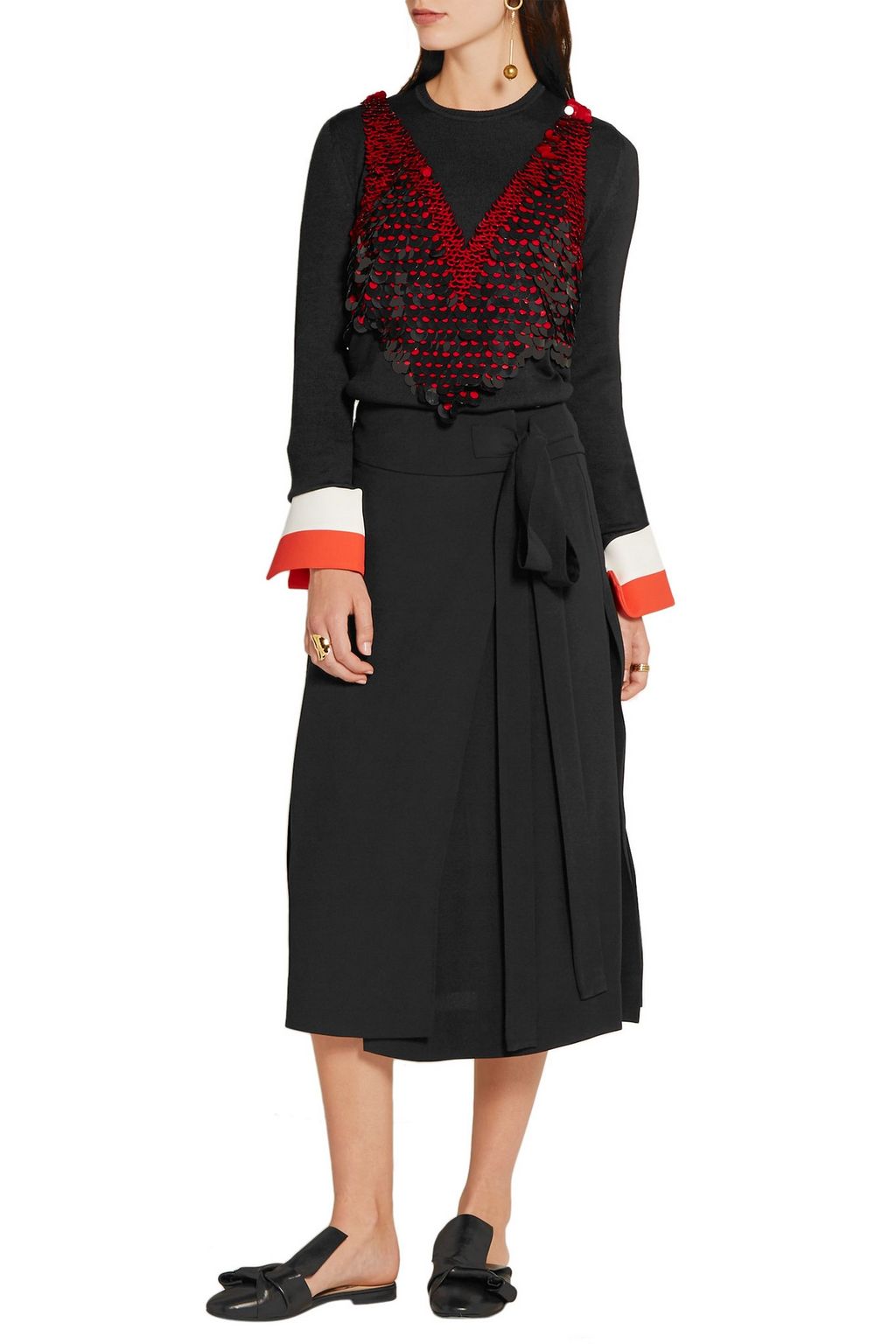 MARNI Pleated cady midi wrap skirt
