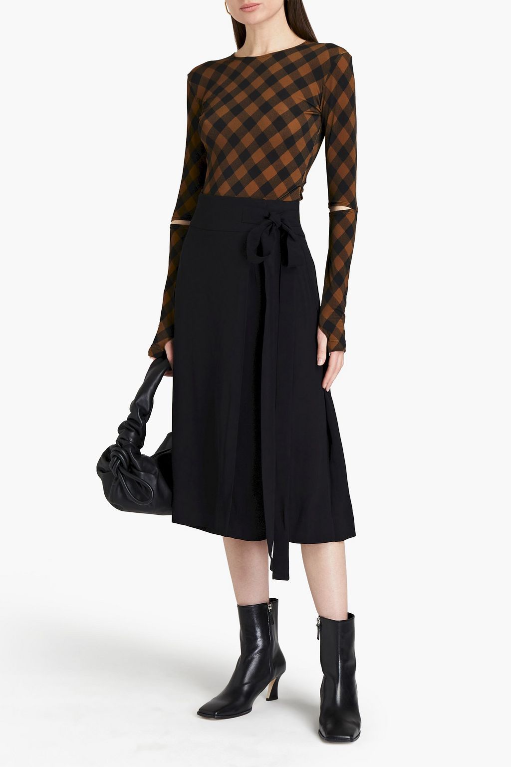 MARNI Pleated cady midi wrap skirt