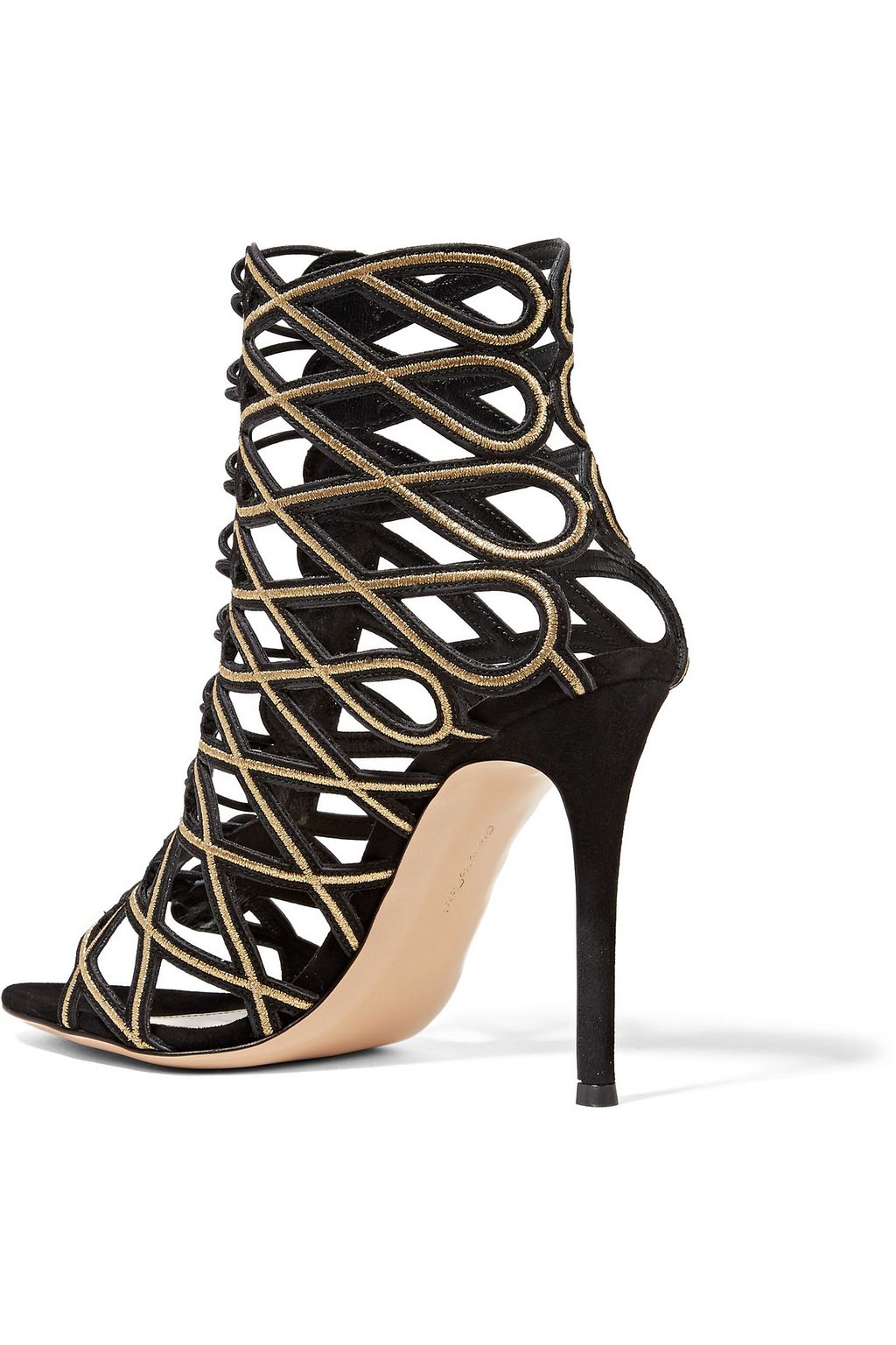 GIANVITO ROSSI Cutout embroidered suede sandals