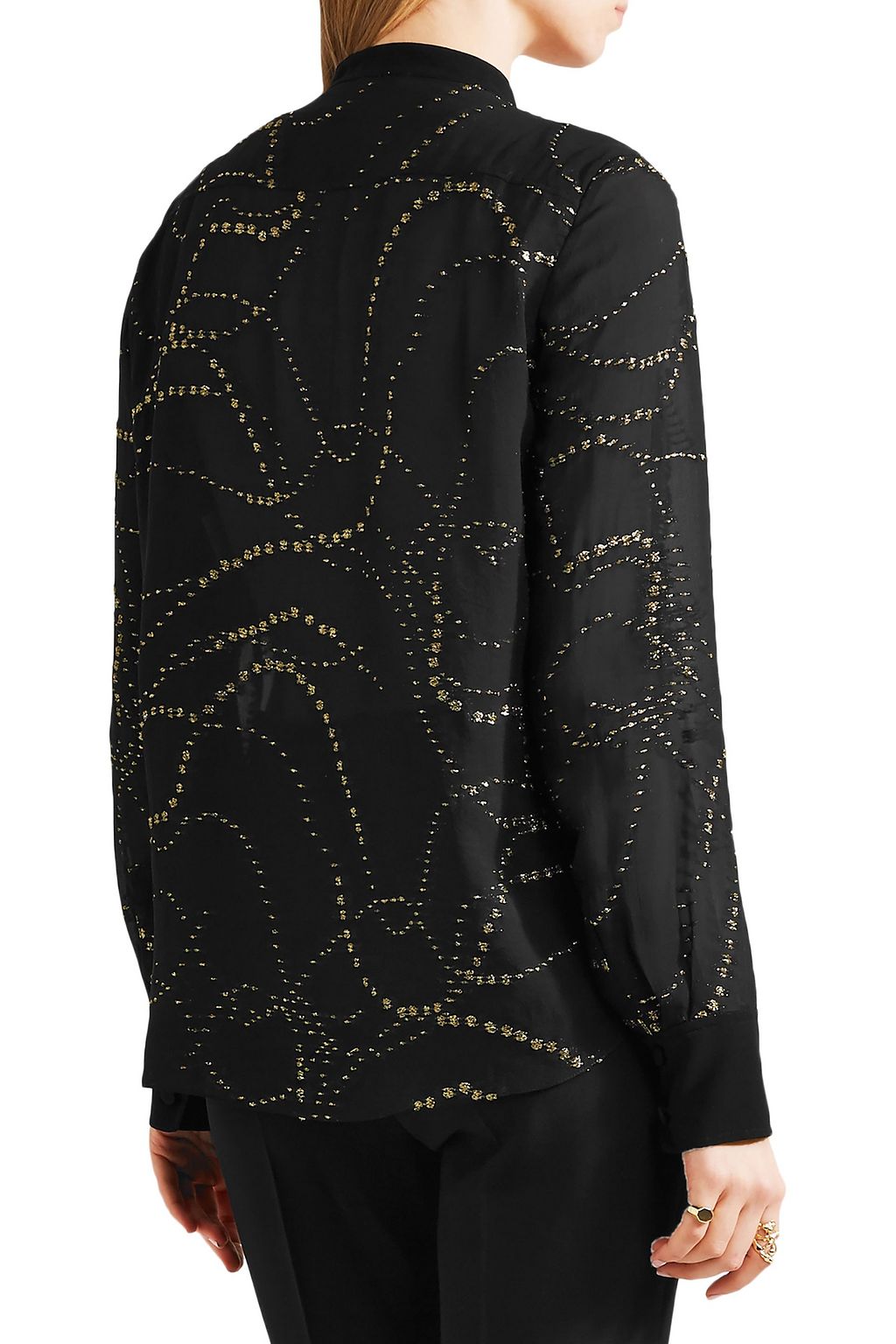 CHLOÉ Pintucked metallic fil coupé silk-chiffon blouse