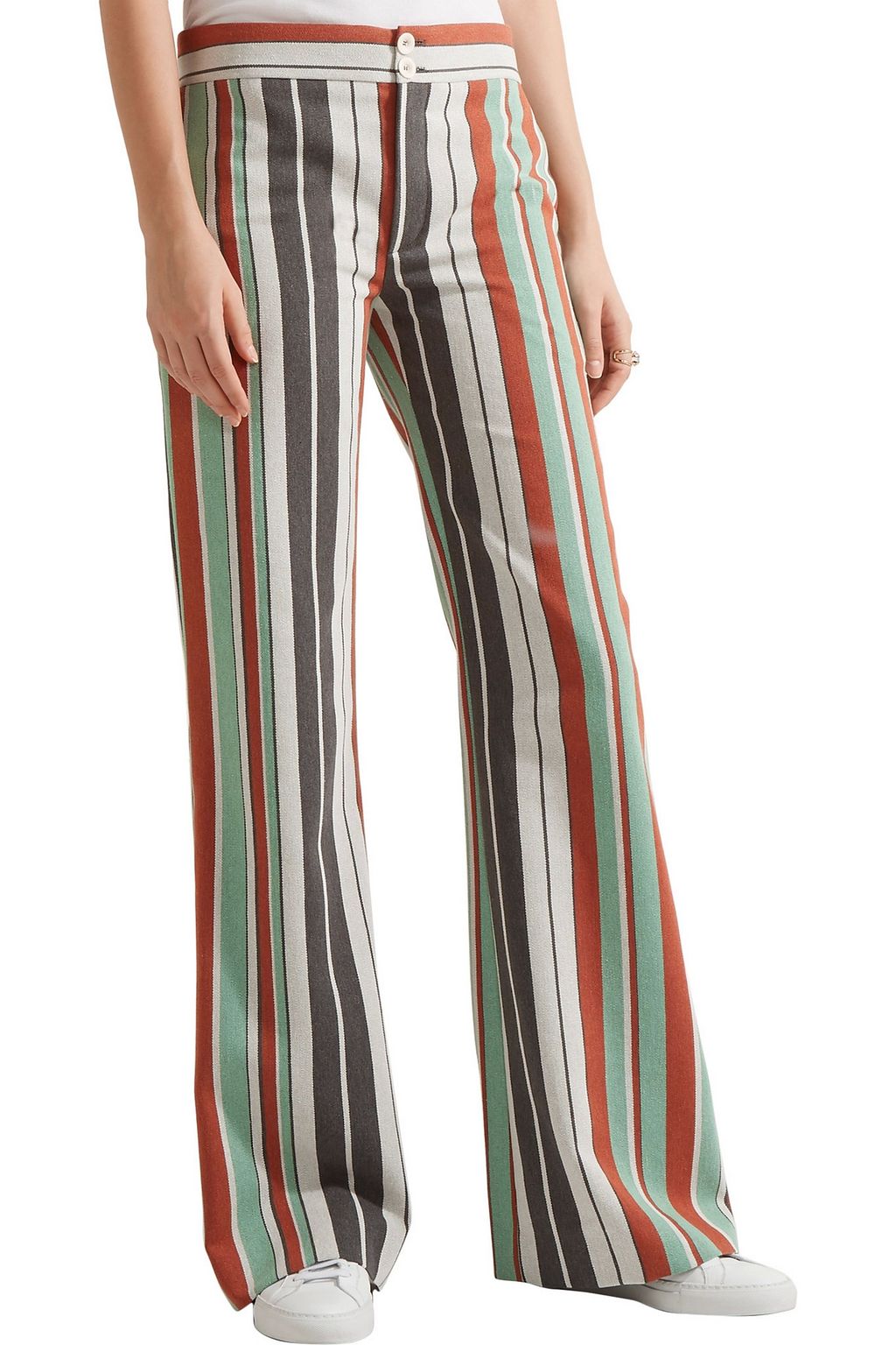 CHLOÉ Striped cotton-blend twill wide-leg pants