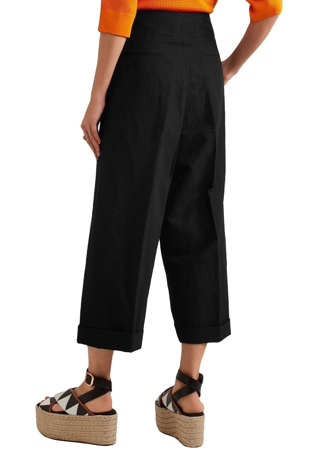 MARNI Pleated linen-blend twill culottes