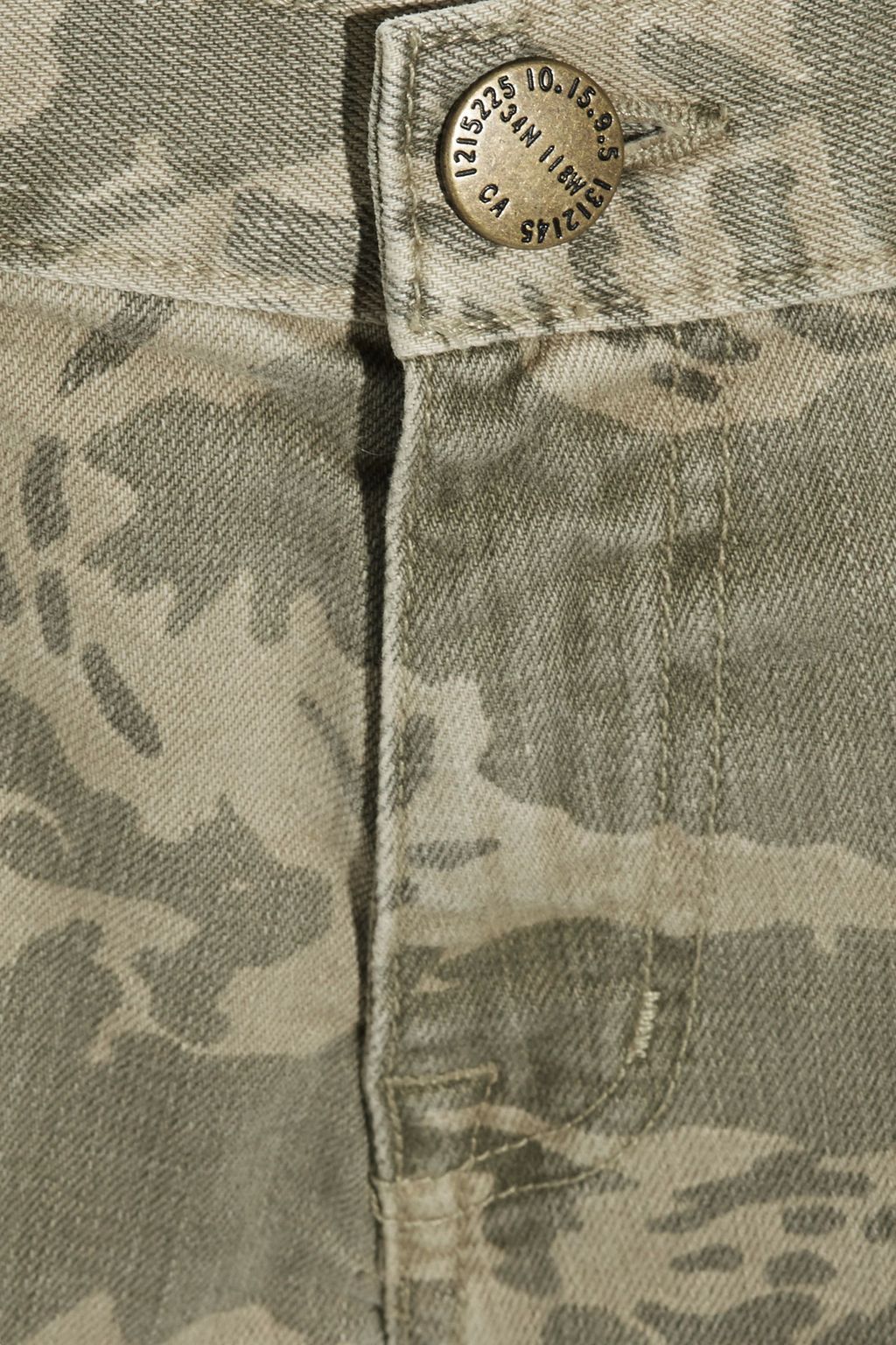 CURRENT/ELLIOTT The Boyfriend frayed camouflage-print denim shorts