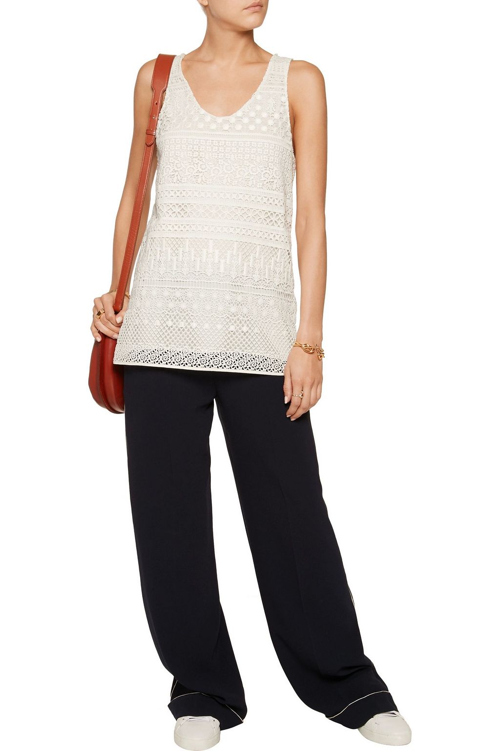 CHLOÉ Crocheted cotton-blend tank