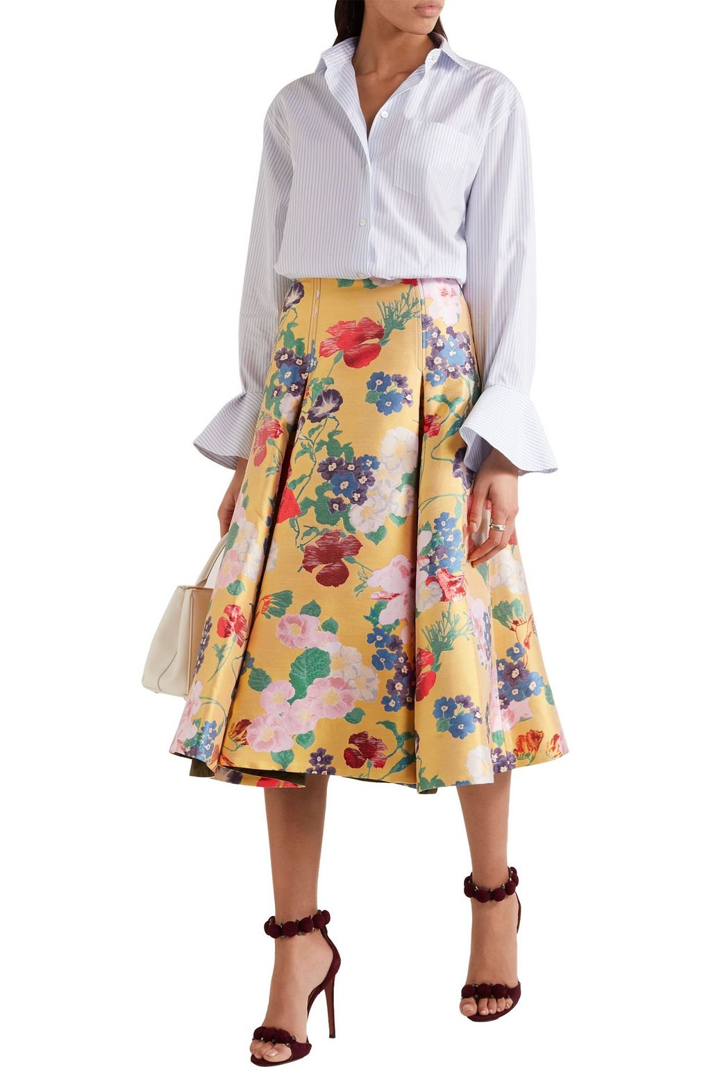 VALENTINO GARAVANI Flared silk-blend jacquard skirt