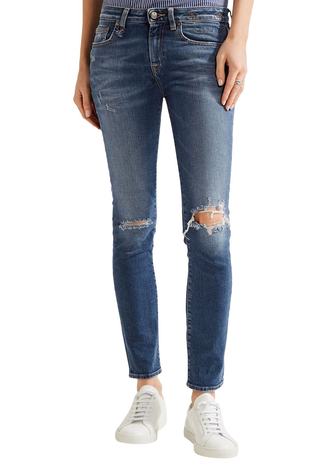 R13 Kate distressed low-rise skinny jeans