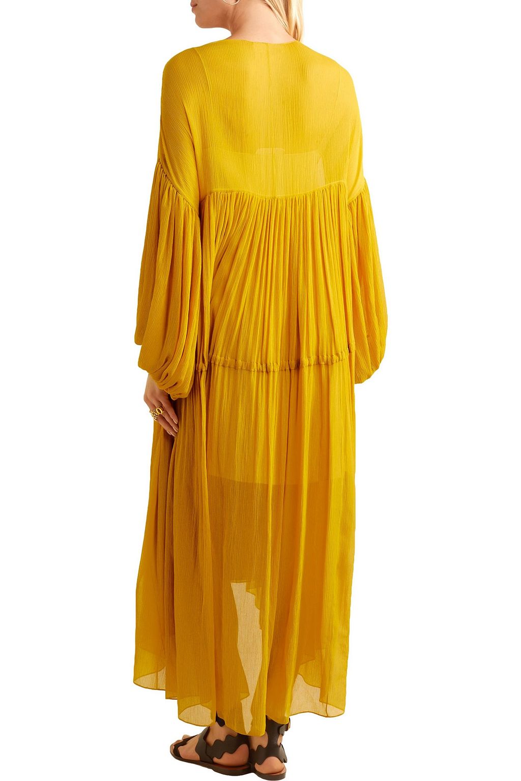 CHLOÉ Gathered silk-georgette midi dress