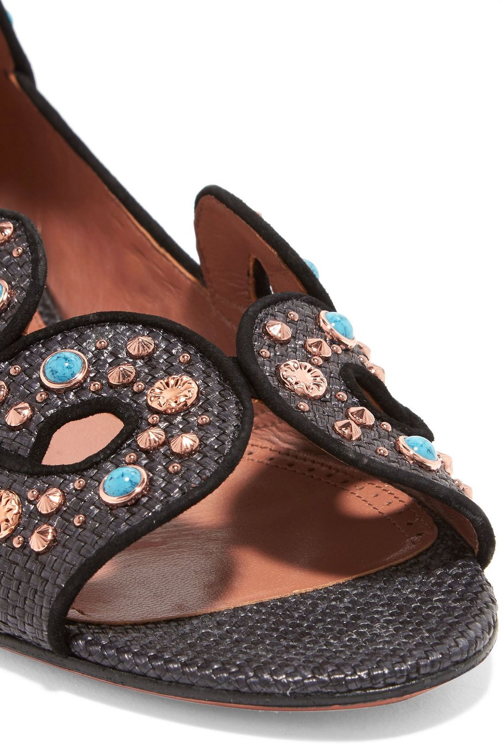 ALAÏA Embellished woven leather sandals
