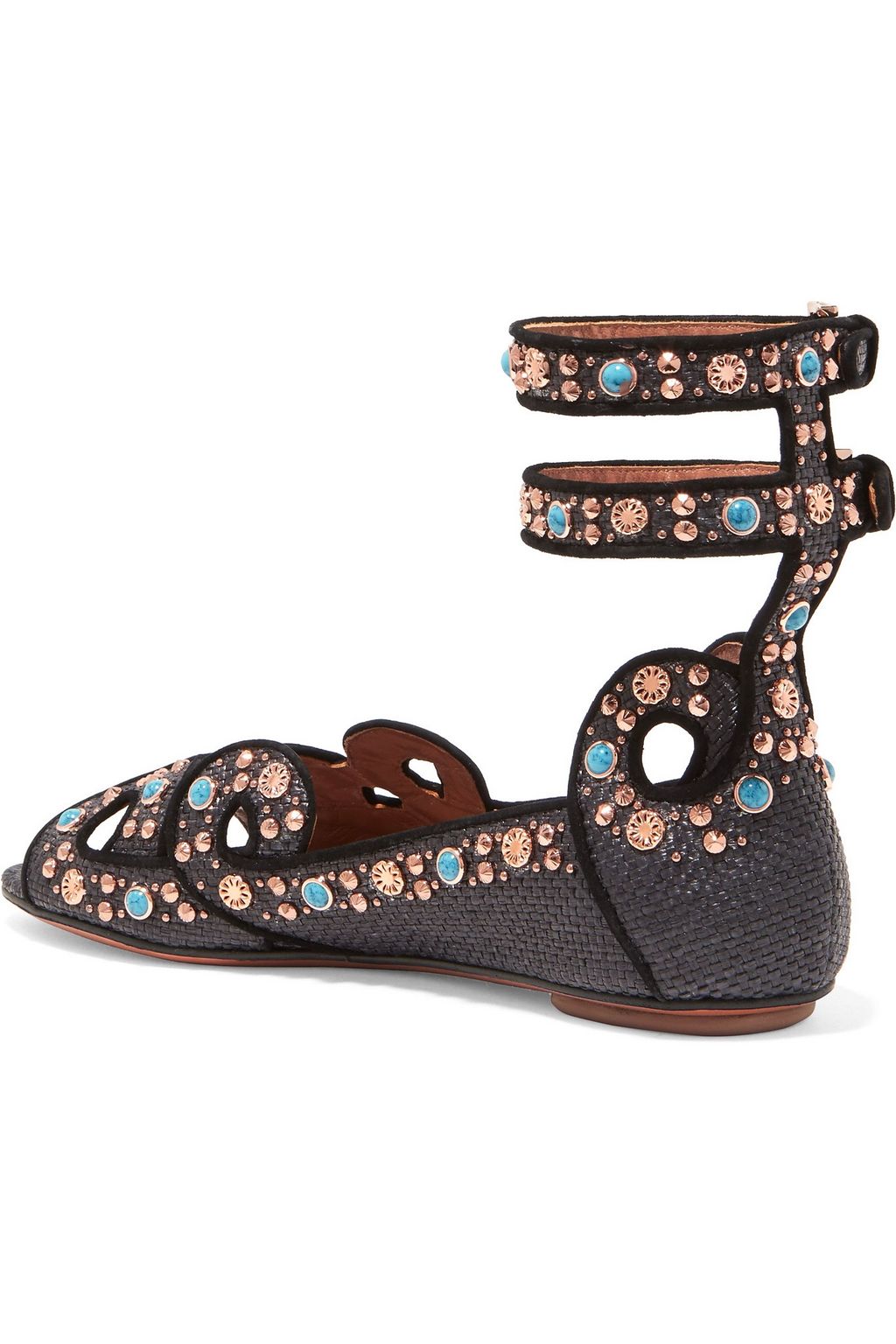 ALAÏA Embellished woven leather sandals