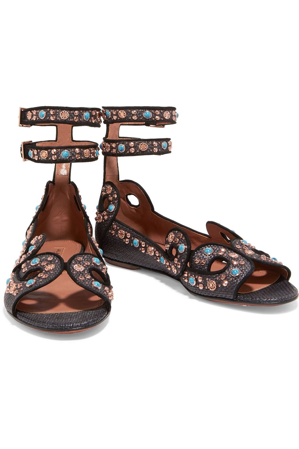 ALAÏA Embellished woven leather sandals