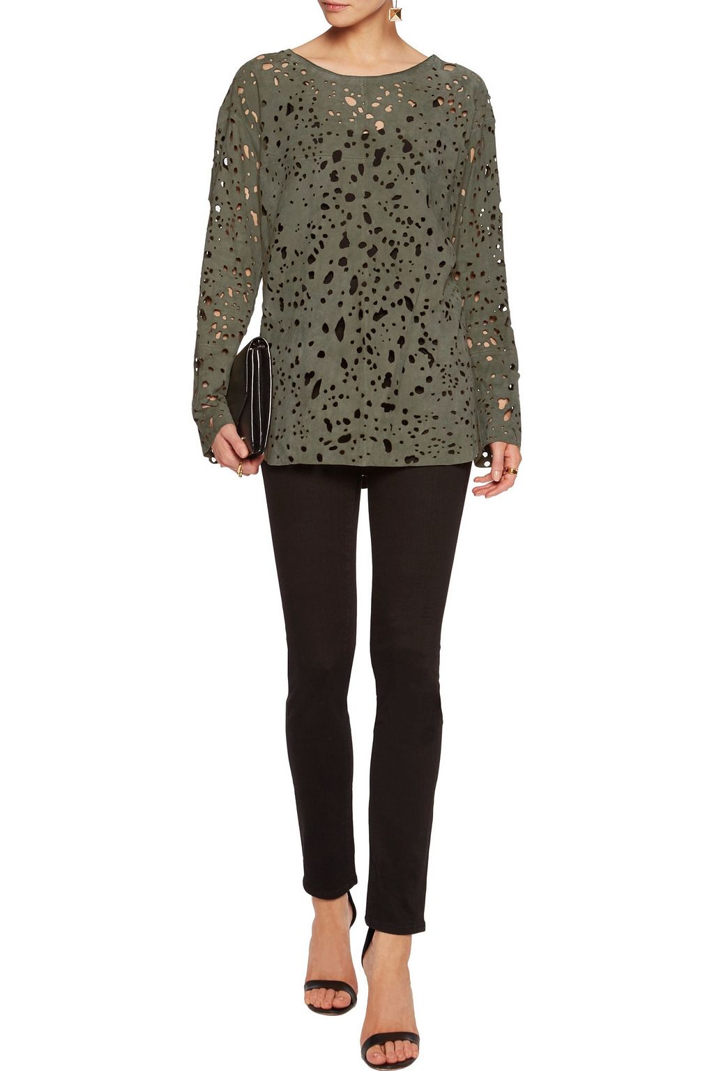 ROBERTO CAVALLI Distressed suede top