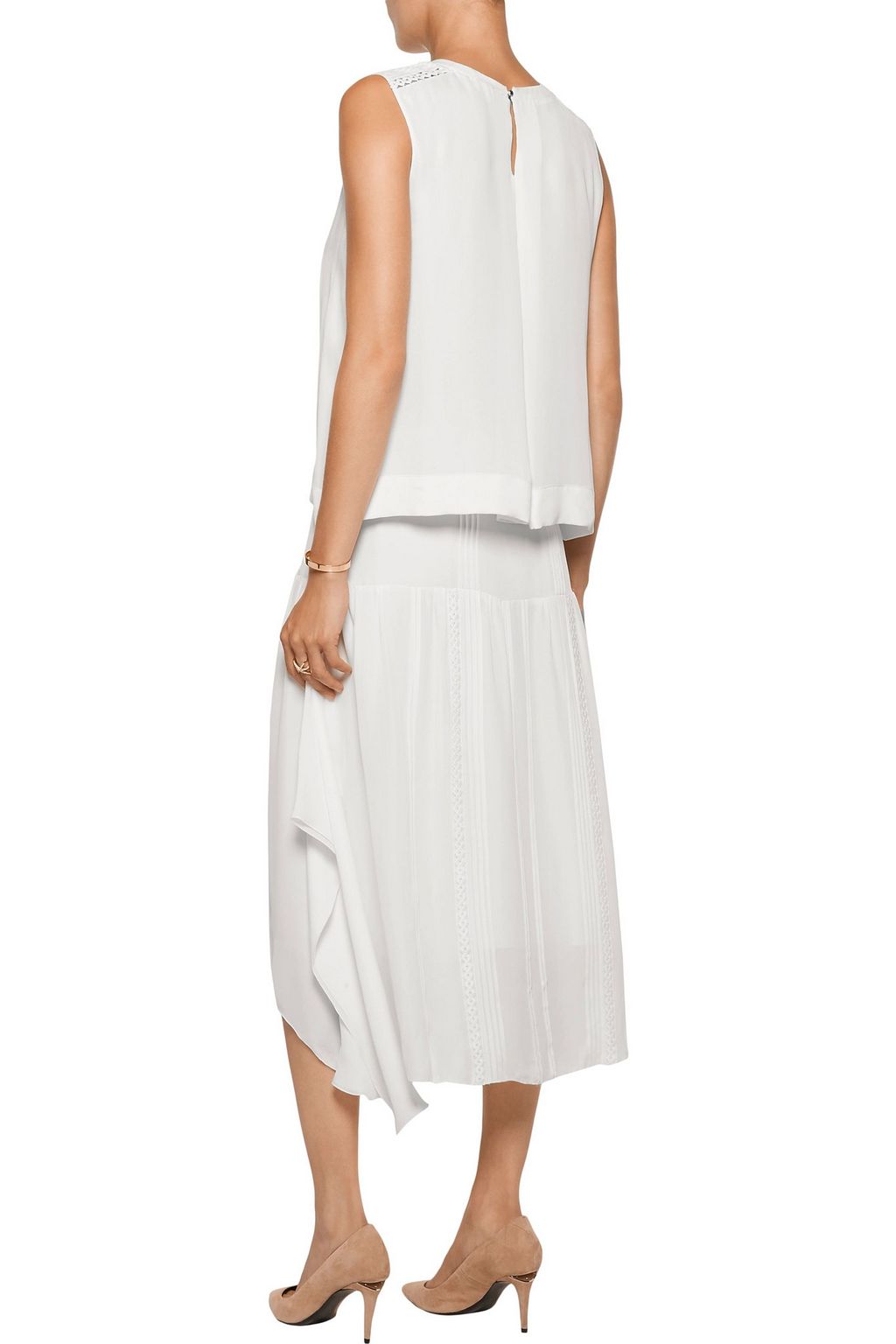 BELSTAFF Ama layered pintucked silk midi dress