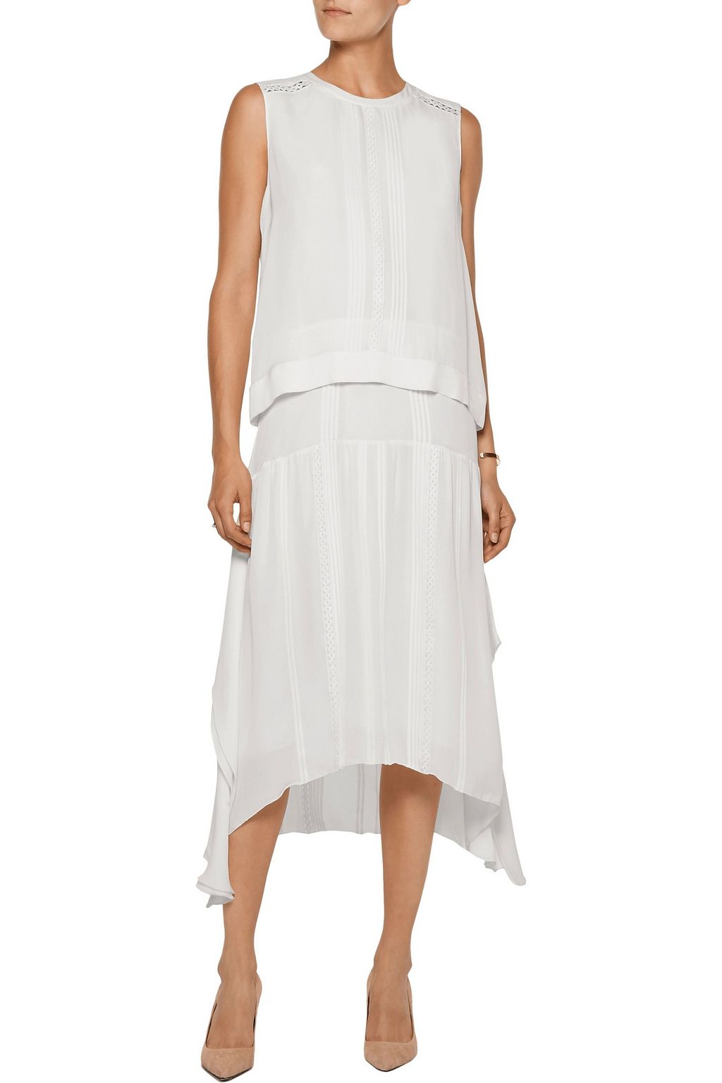BELSTAFF Ama layered pintucked silk midi dress