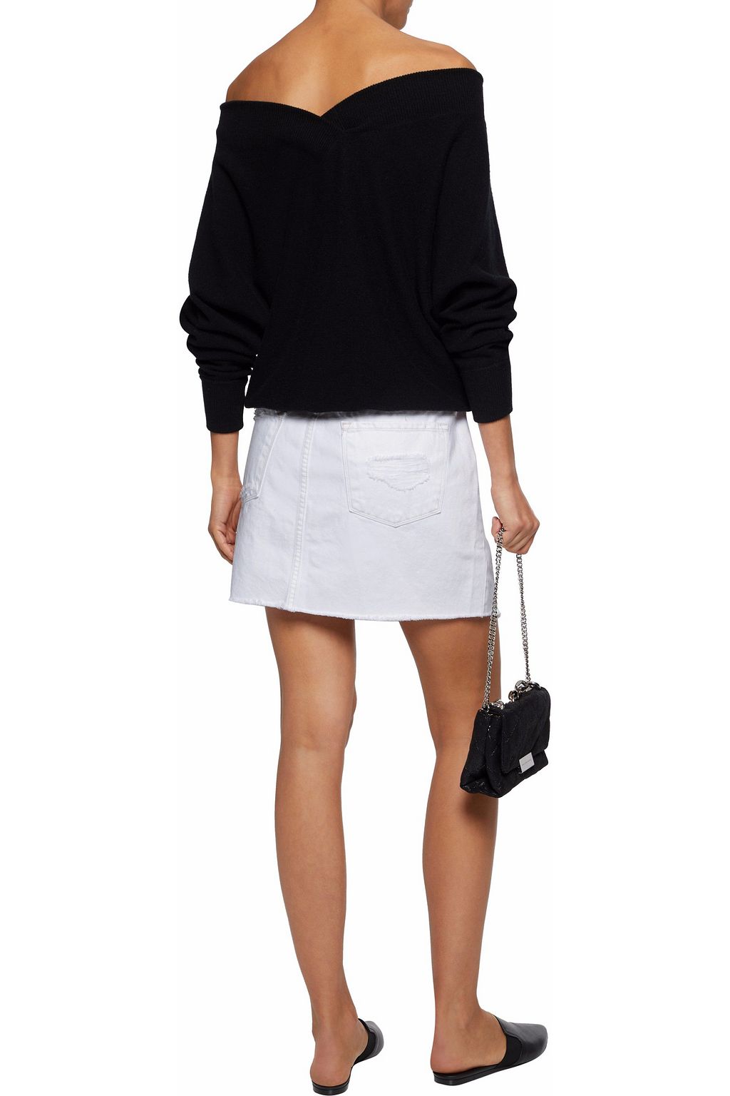 J BRAND Distressed denim mini skirt