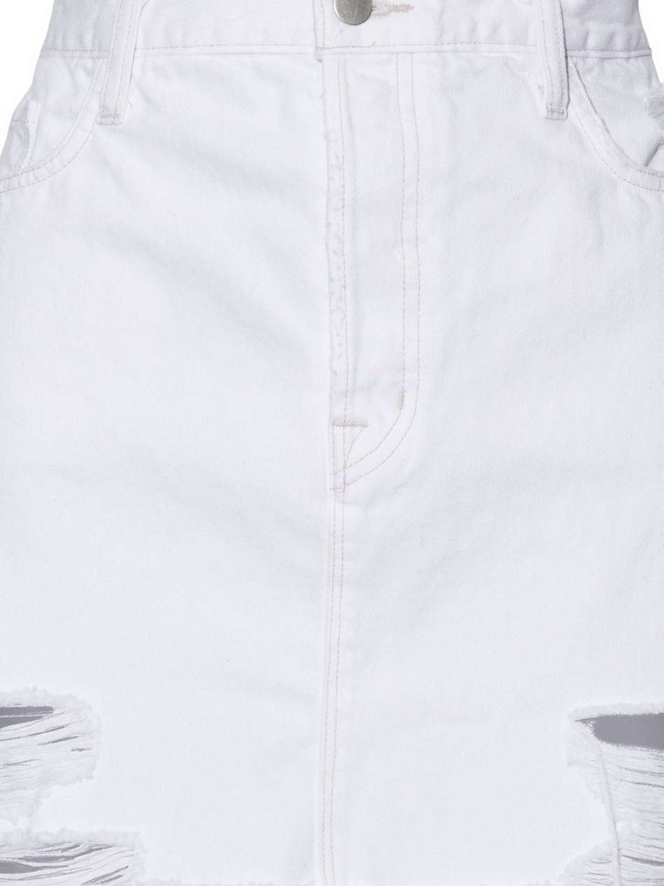 distressed denim mini skirt