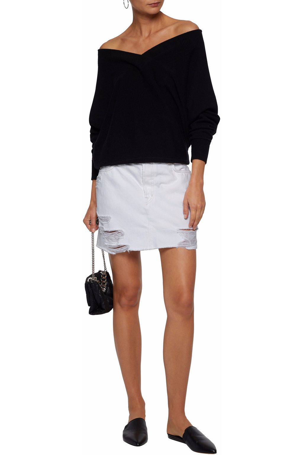 J BRAND Distressed denim mini skirt