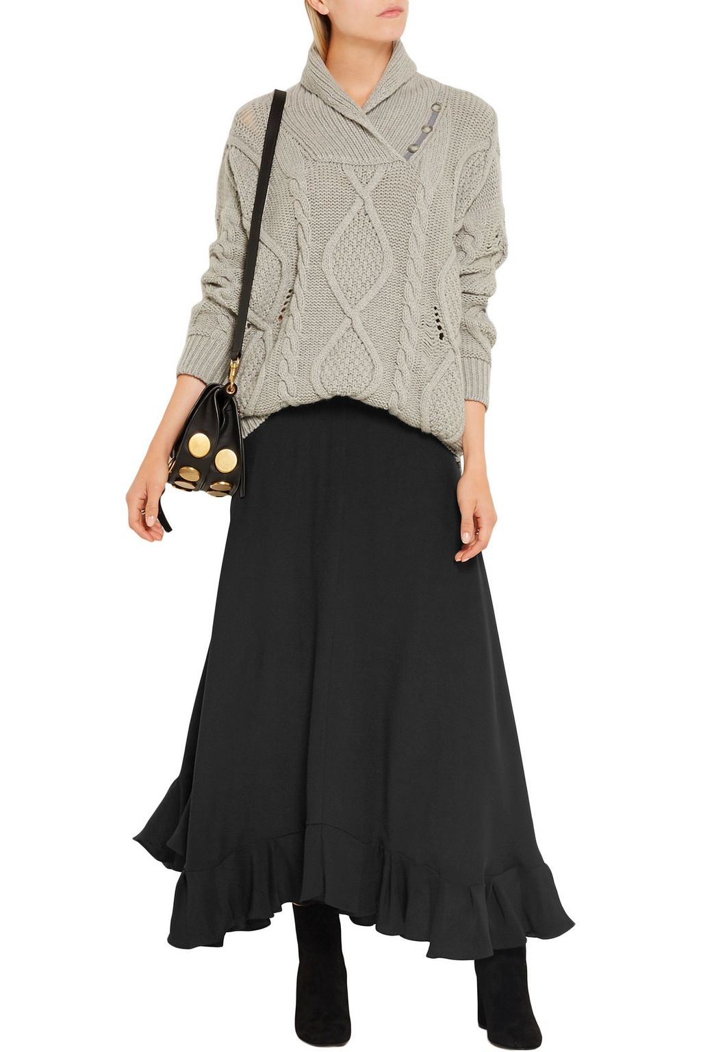 CHLOÉ Ruffled silk-crepe maxi skirt